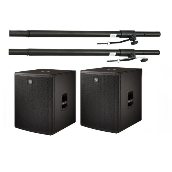 EV ELX118P Powered Subwoofer Pair + ASP-1 Poles
